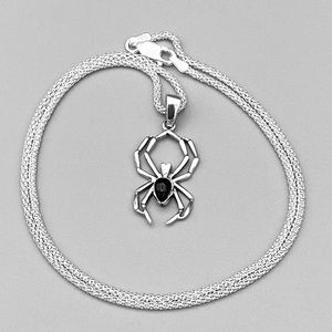 Sterling Silver Spider Necklace, Silver Necklace